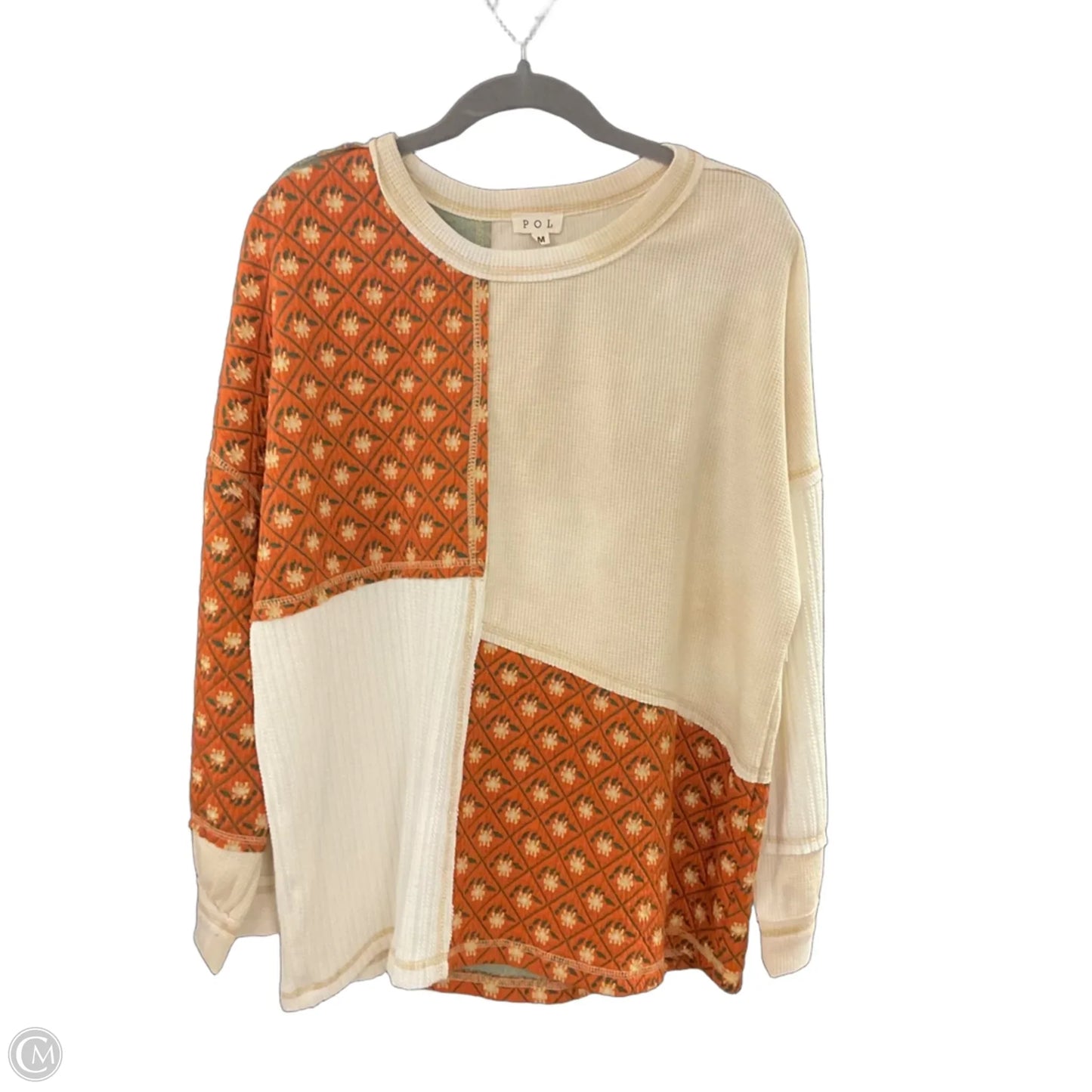 Top Long Sleeve By Pol In Orange & Tan, Size: M
