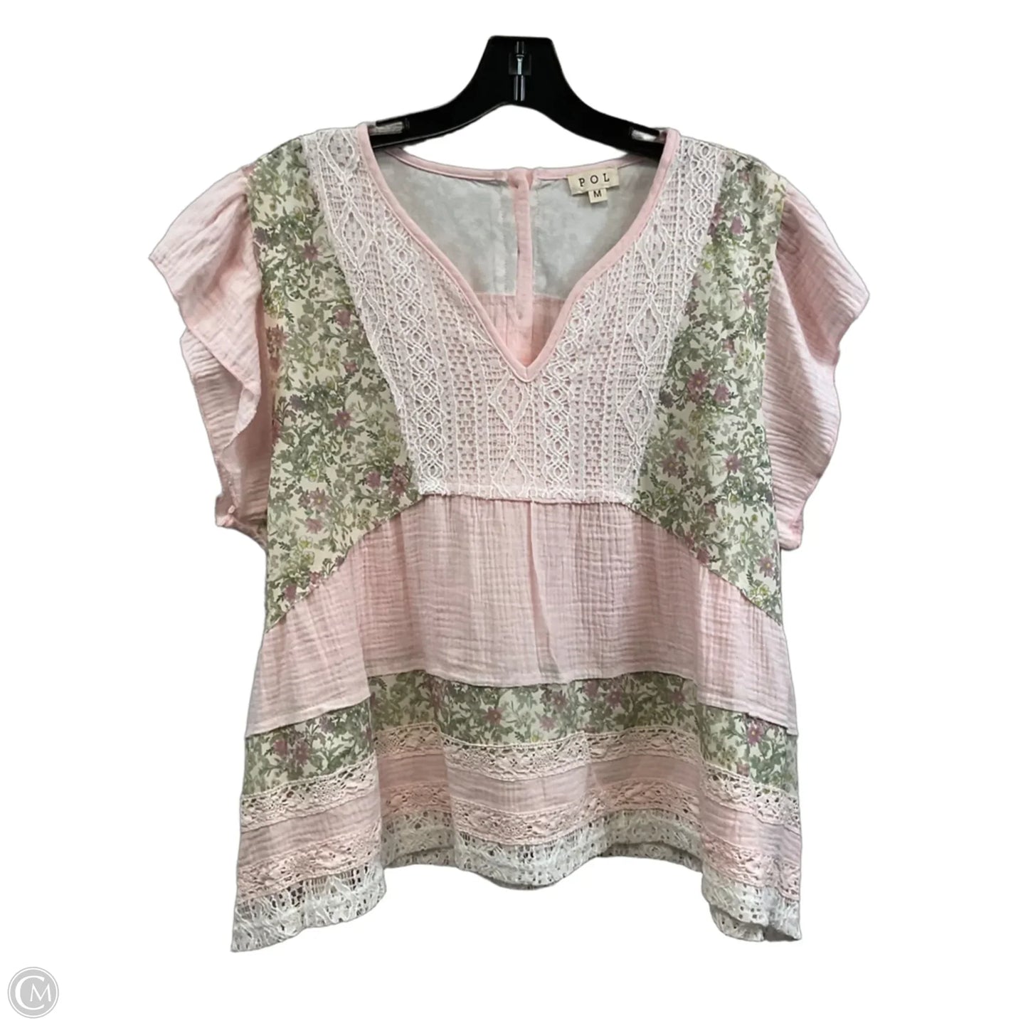 Top Short Sleeve By Pol In Pink, Size: M