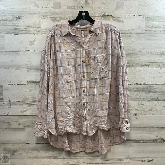 Top Long Sleeve By Free People In Pink & White, Size: S