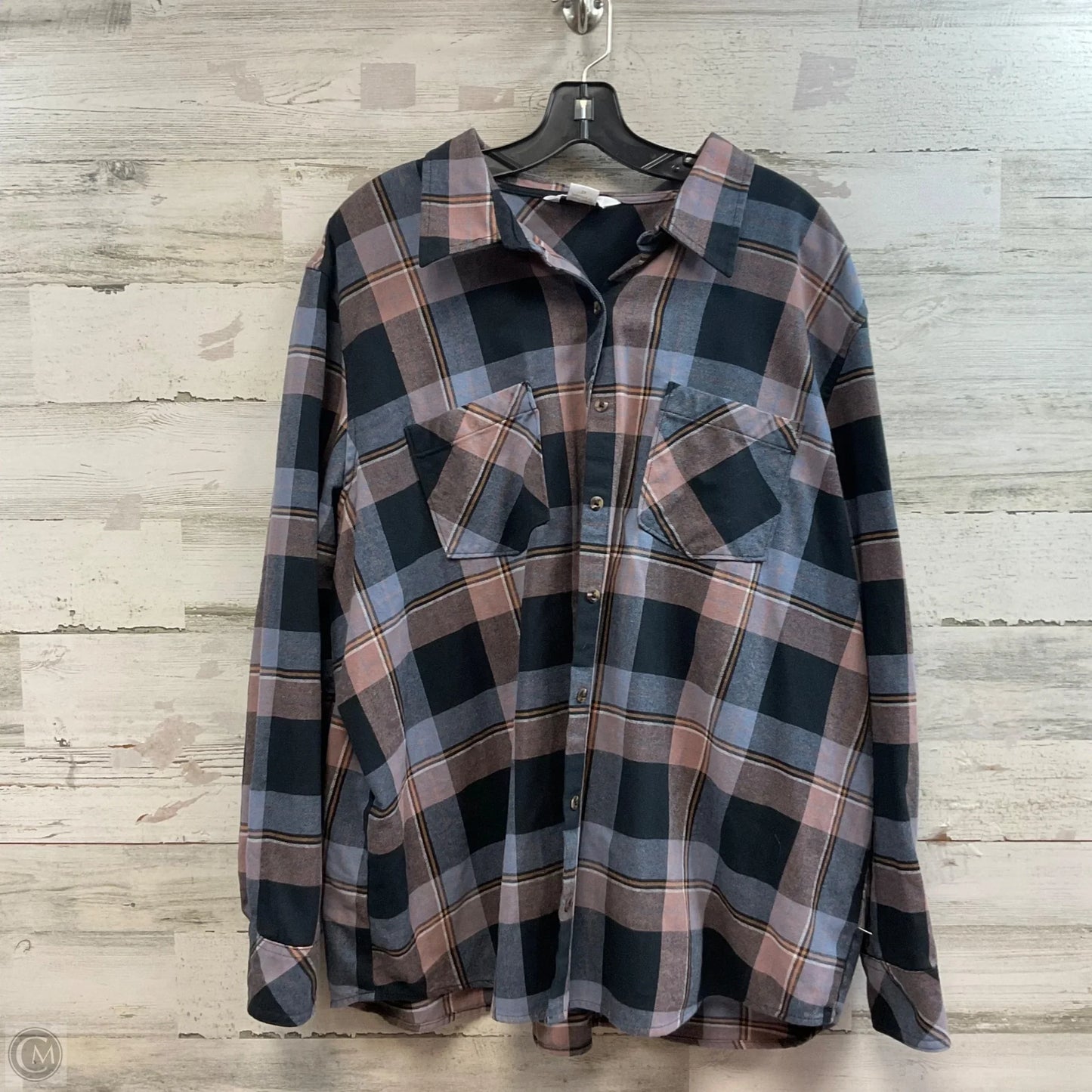Top Long Sleeve By Natural Reflections In Plaid Pattern, Size: 2x