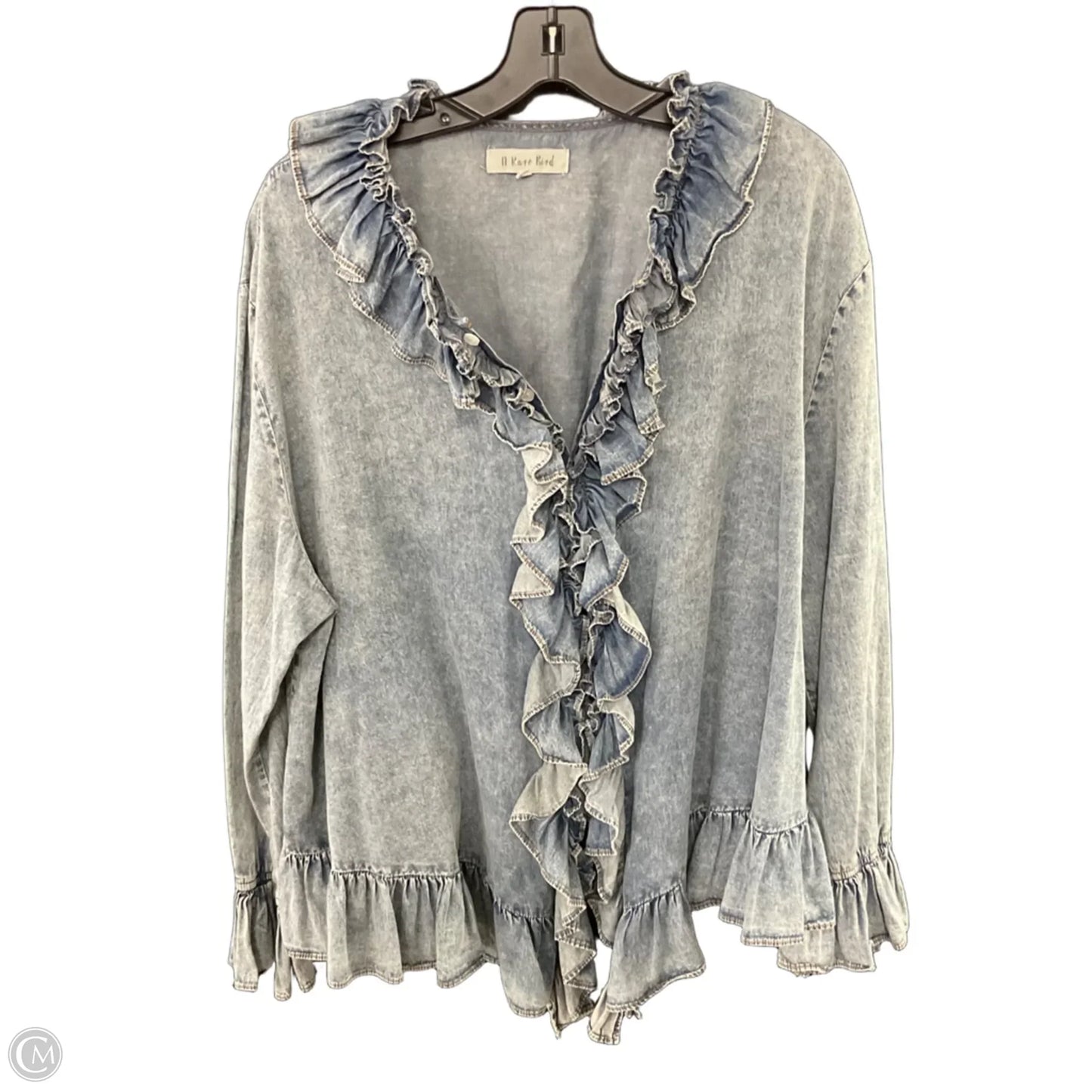 Blouse Long Sleeve By A Rare Bird In Blue Denim, Size: Osfm
