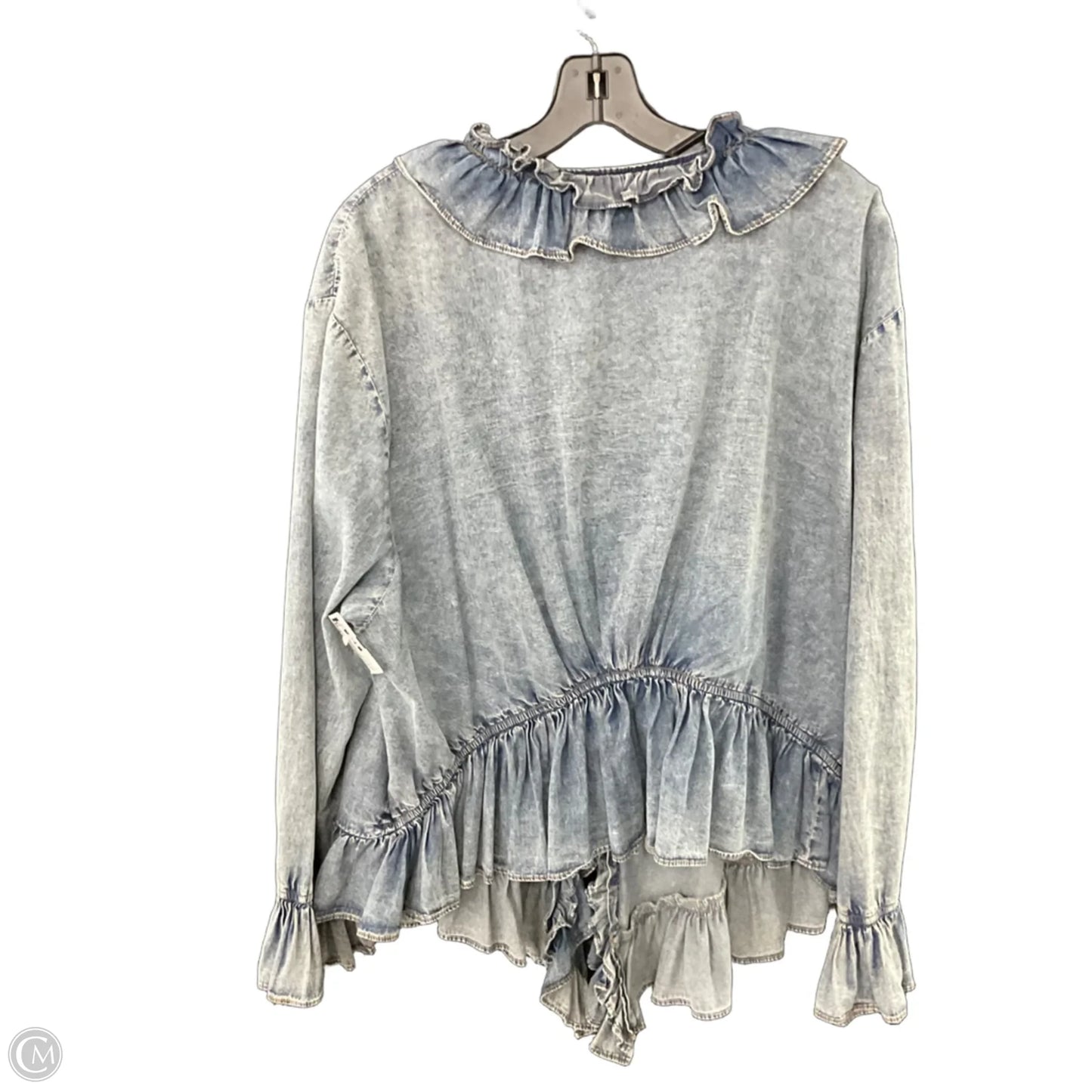 Blouse Long Sleeve By A Rare Bird In Blue Denim, Size: Osfm