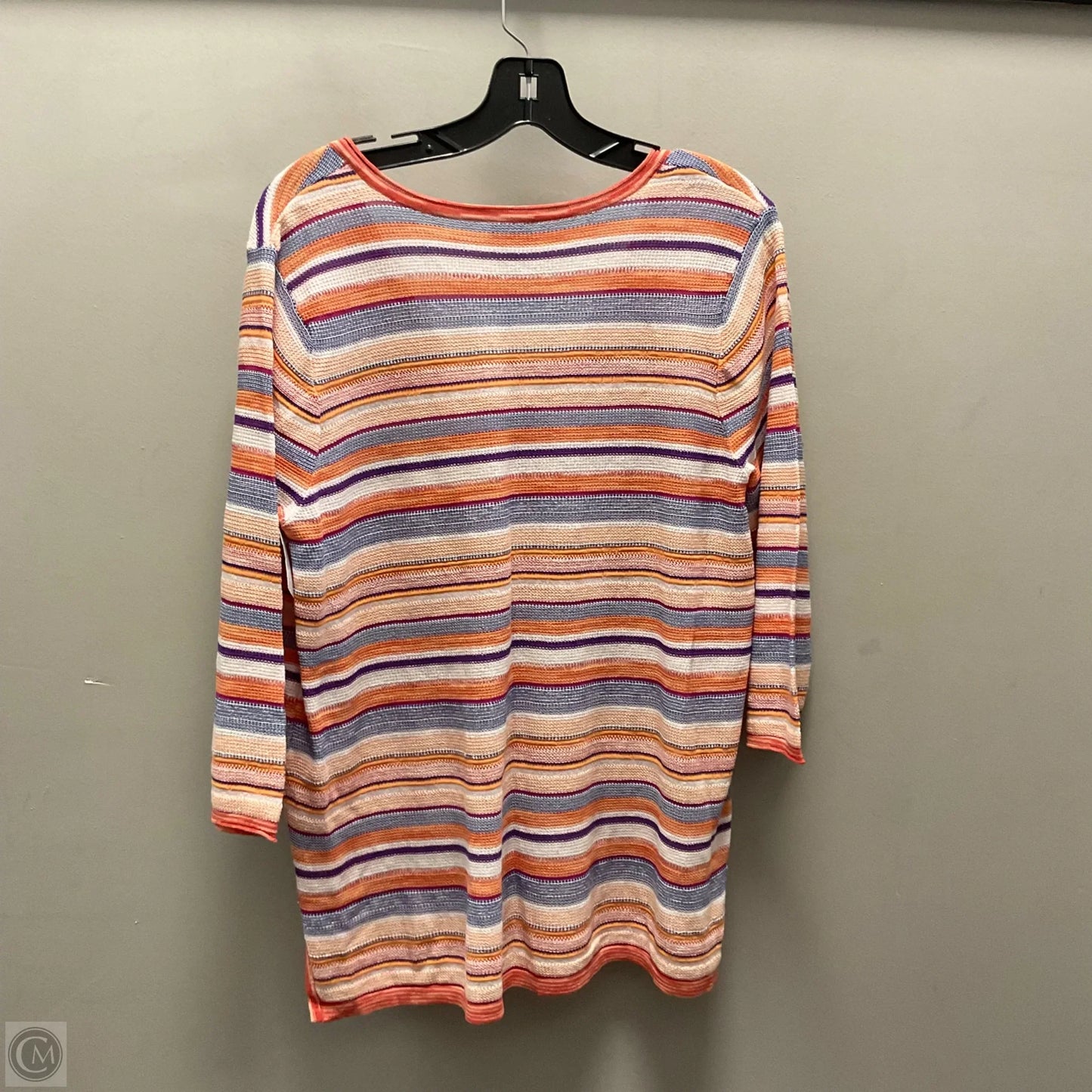 Top 3/4 Sleeve By Chicos In Orange & Red, Size: L