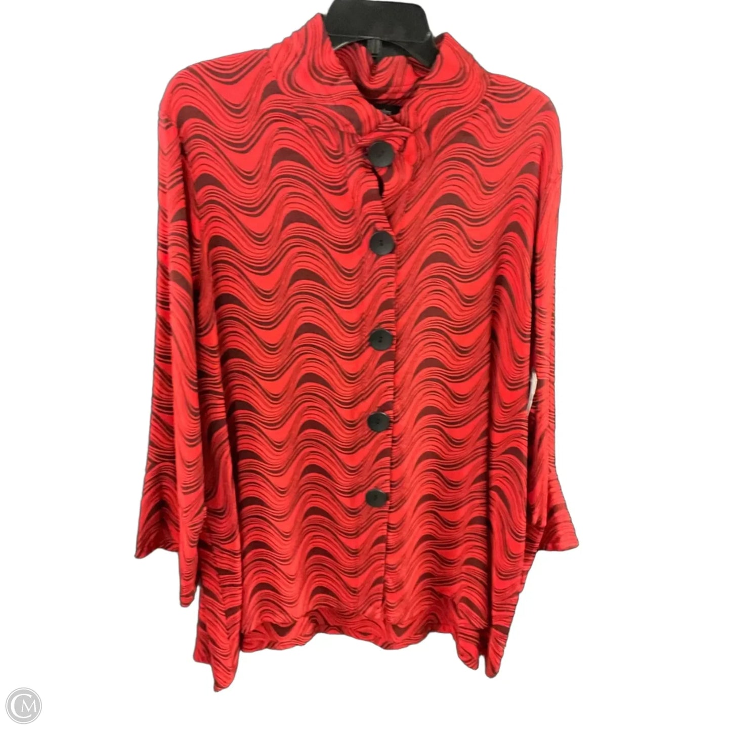 Blouse Long Sleeve By Ali Miles In Red, Size: 3x
