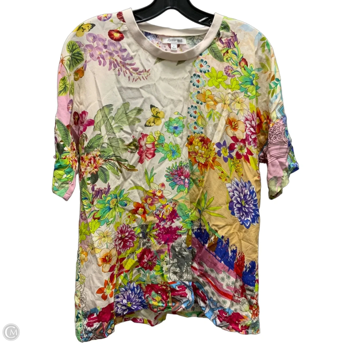 Top Short Sleeve By Johnny Was In Cream, Size: S