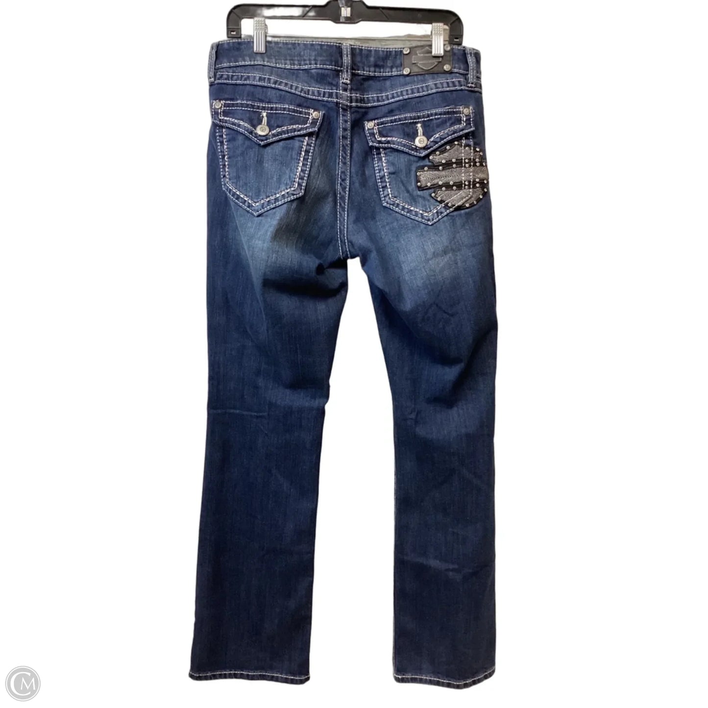 Jeans Straight By Harley Davidson In Blue Denim, Size: 12
