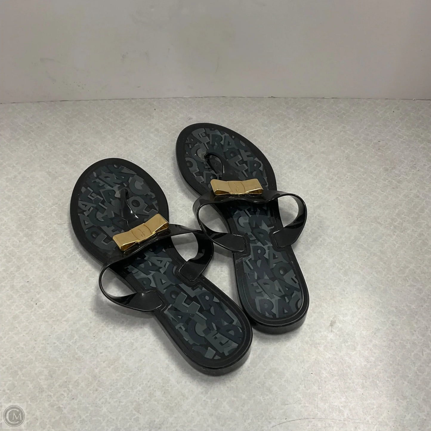 Sandals Luxury Designer By Ferragamo In Black, Size: 8