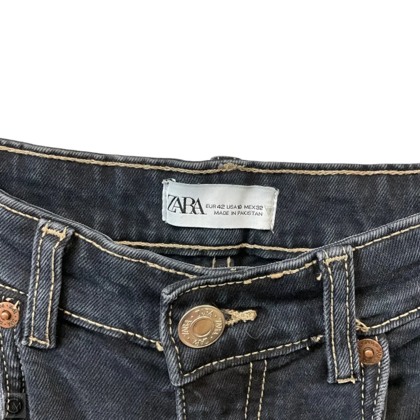 Jeans Cropped By Zara In Black Denim, Size: 10