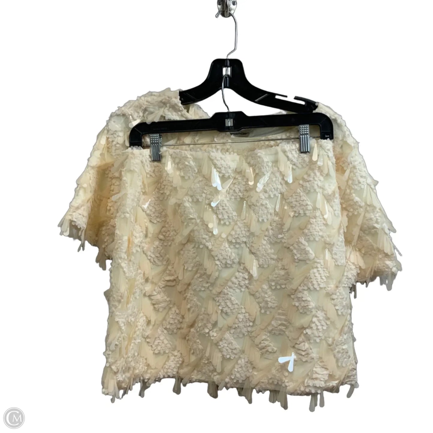 Top 2pc Short Sleeve By Storia In Cream, Size: L