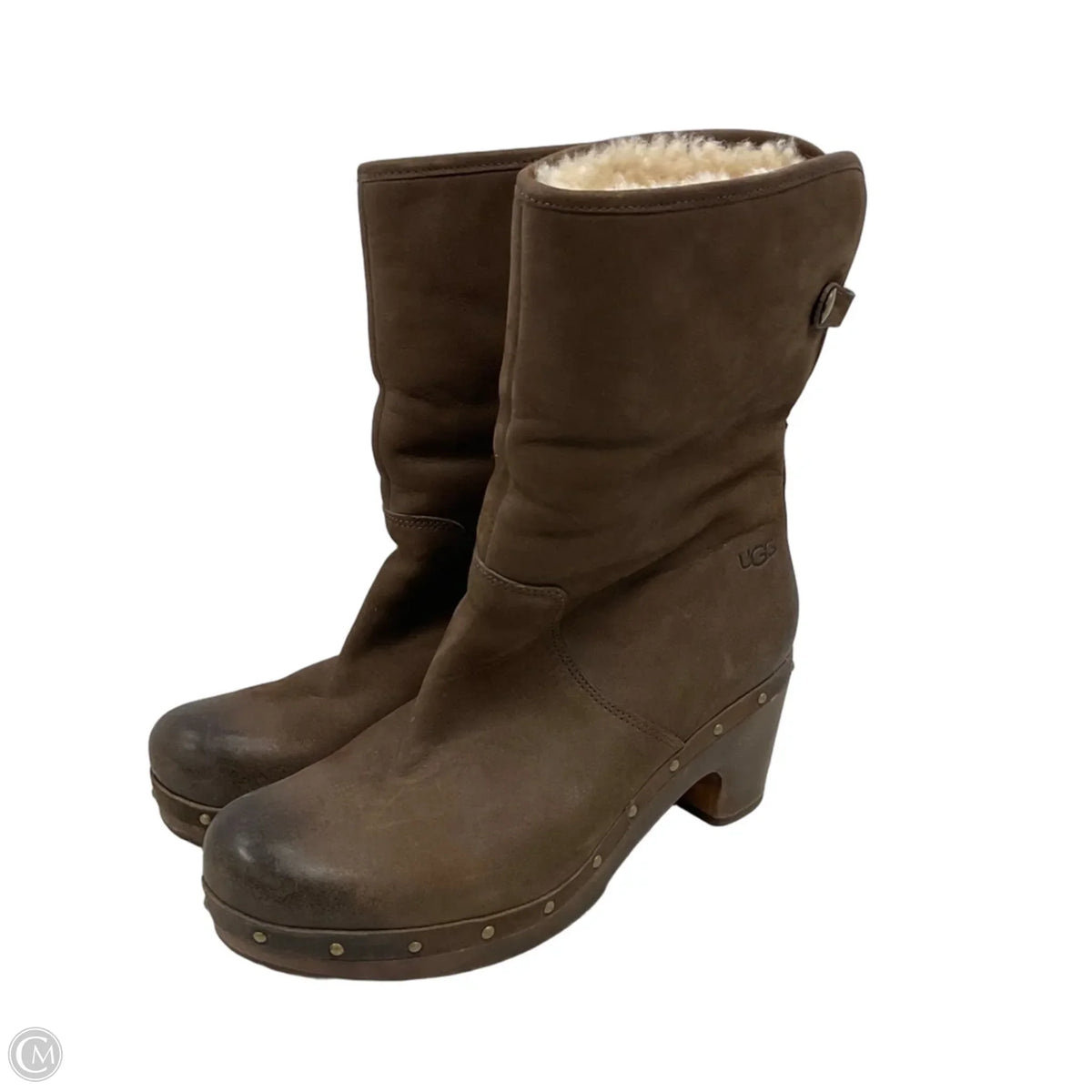 Boots Ankle Heels By Ugg In Brown, Size: 8