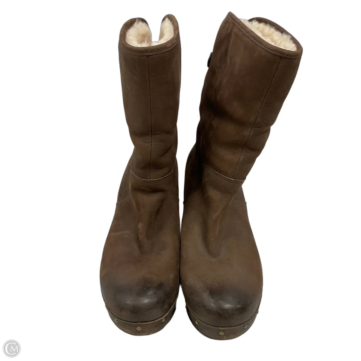 Boots Ankle Heels By Ugg In Brown, Size: 8