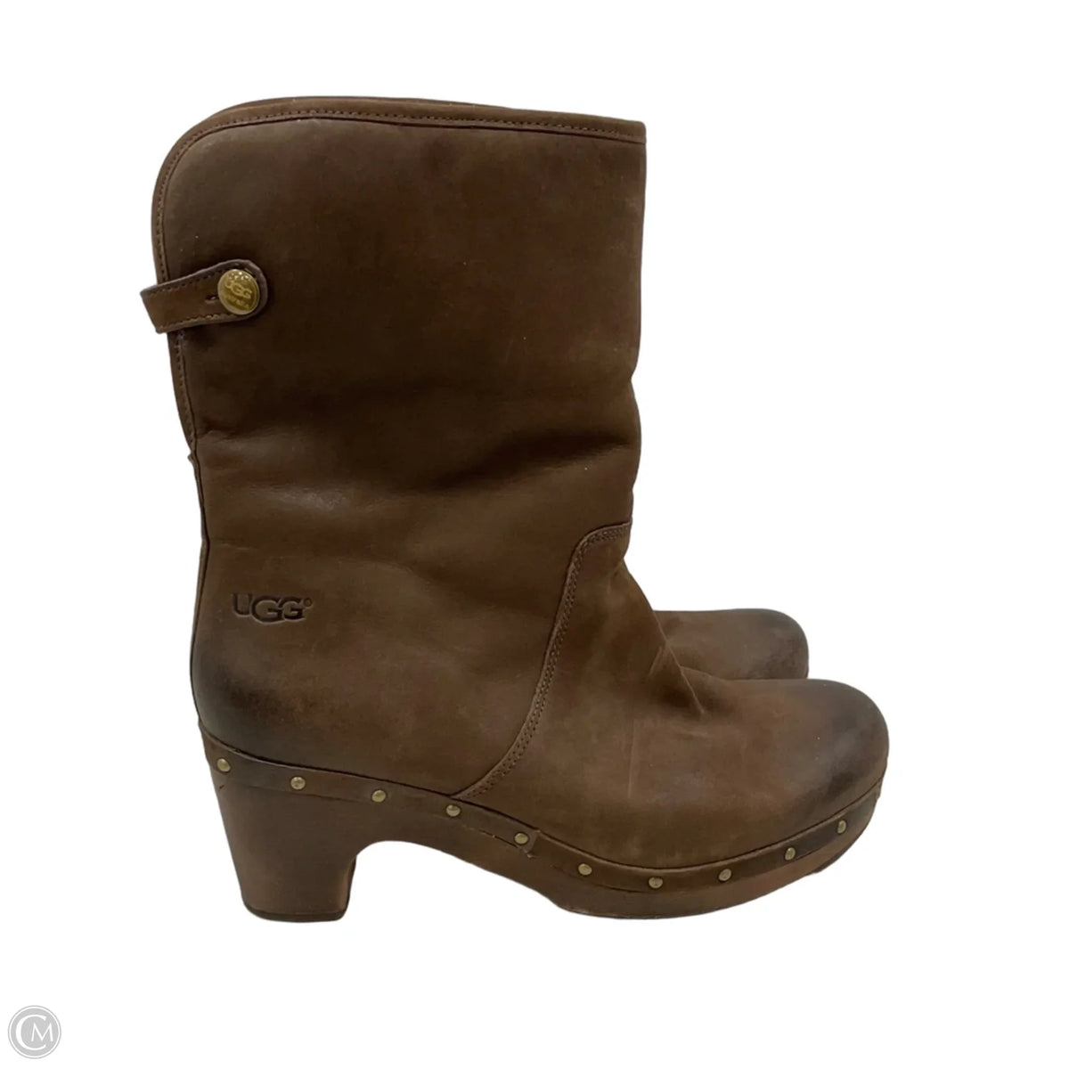 Boots Ankle Heels By Ugg In Brown, Size: 8