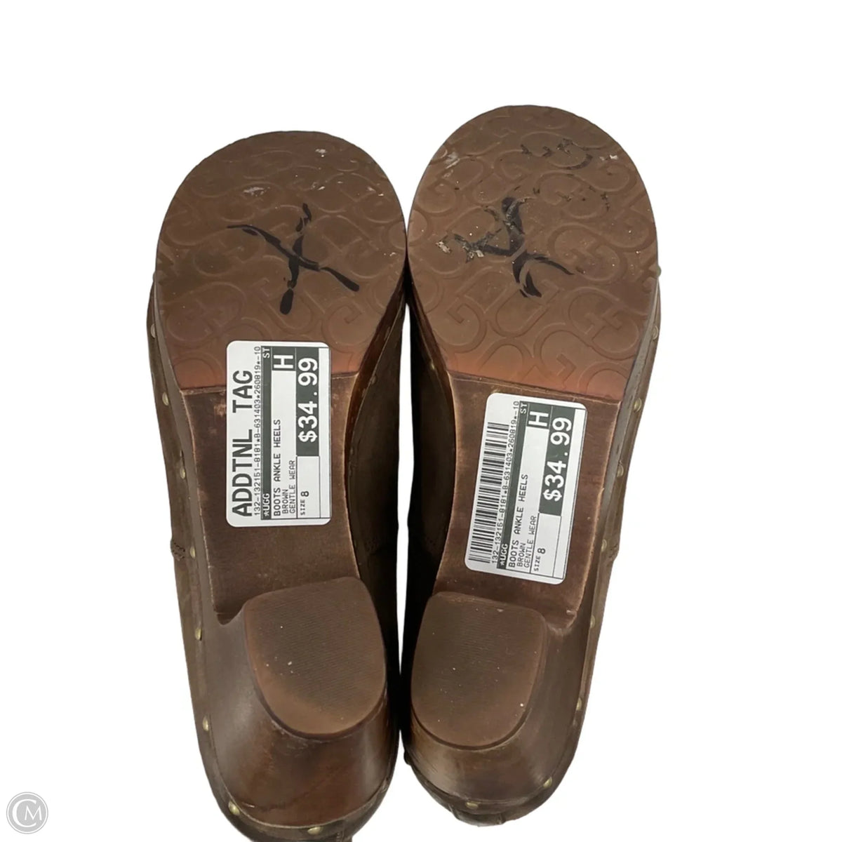 Boots Ankle Heels By Ugg In Brown, Size: 8