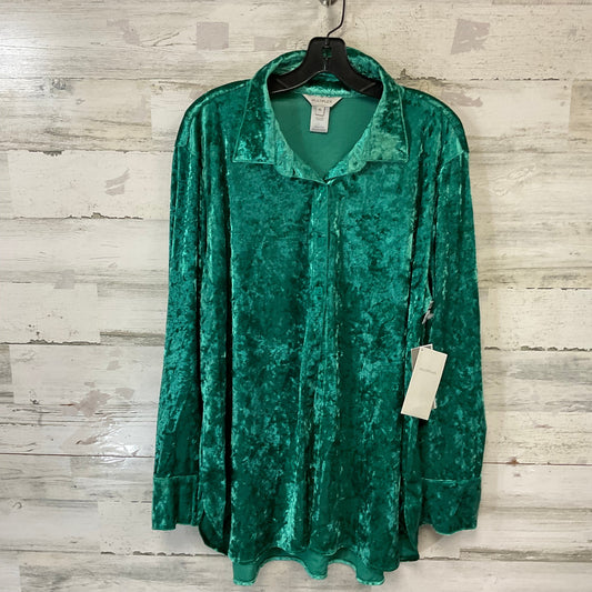 Blouse Long Sleeve By Multiples In Green, Size: Xl