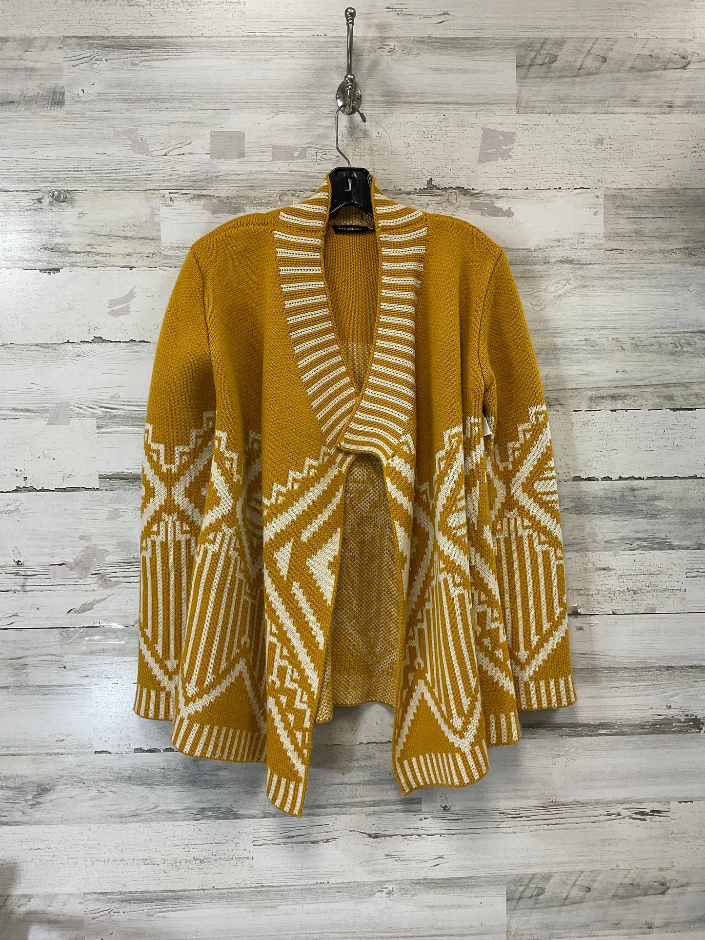 Sweater Cardigan By Blu Pepper In Gold, Size: M