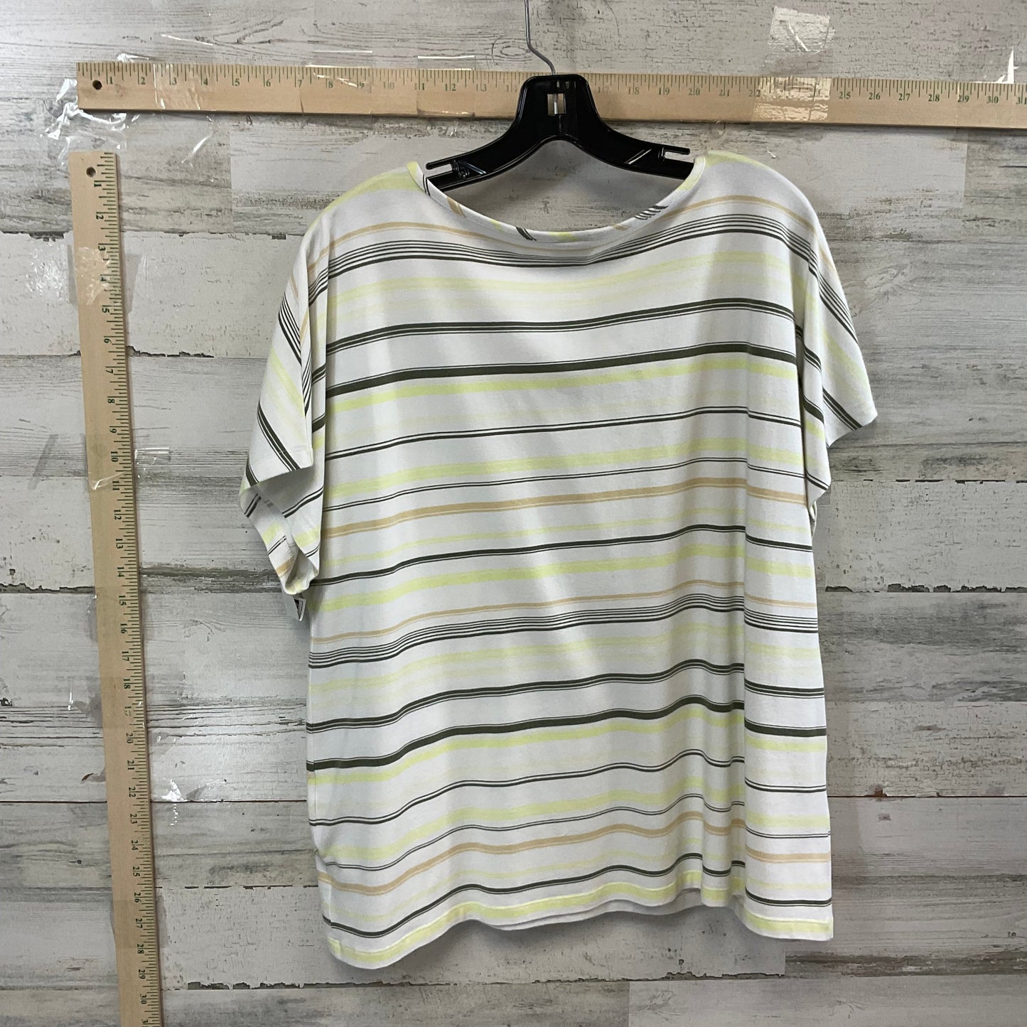 Striped Pattern Top Short Sleeve Chicos, Size Xl