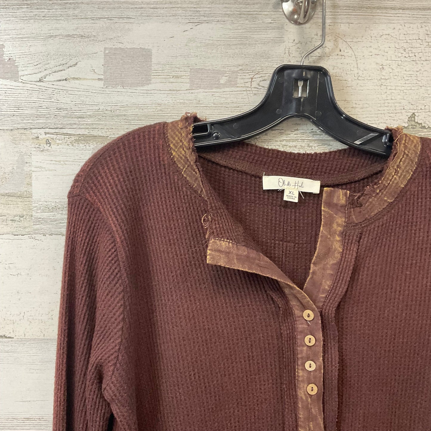 Top Long Sleeve By Oli & Hali In Brown, Size: Xl