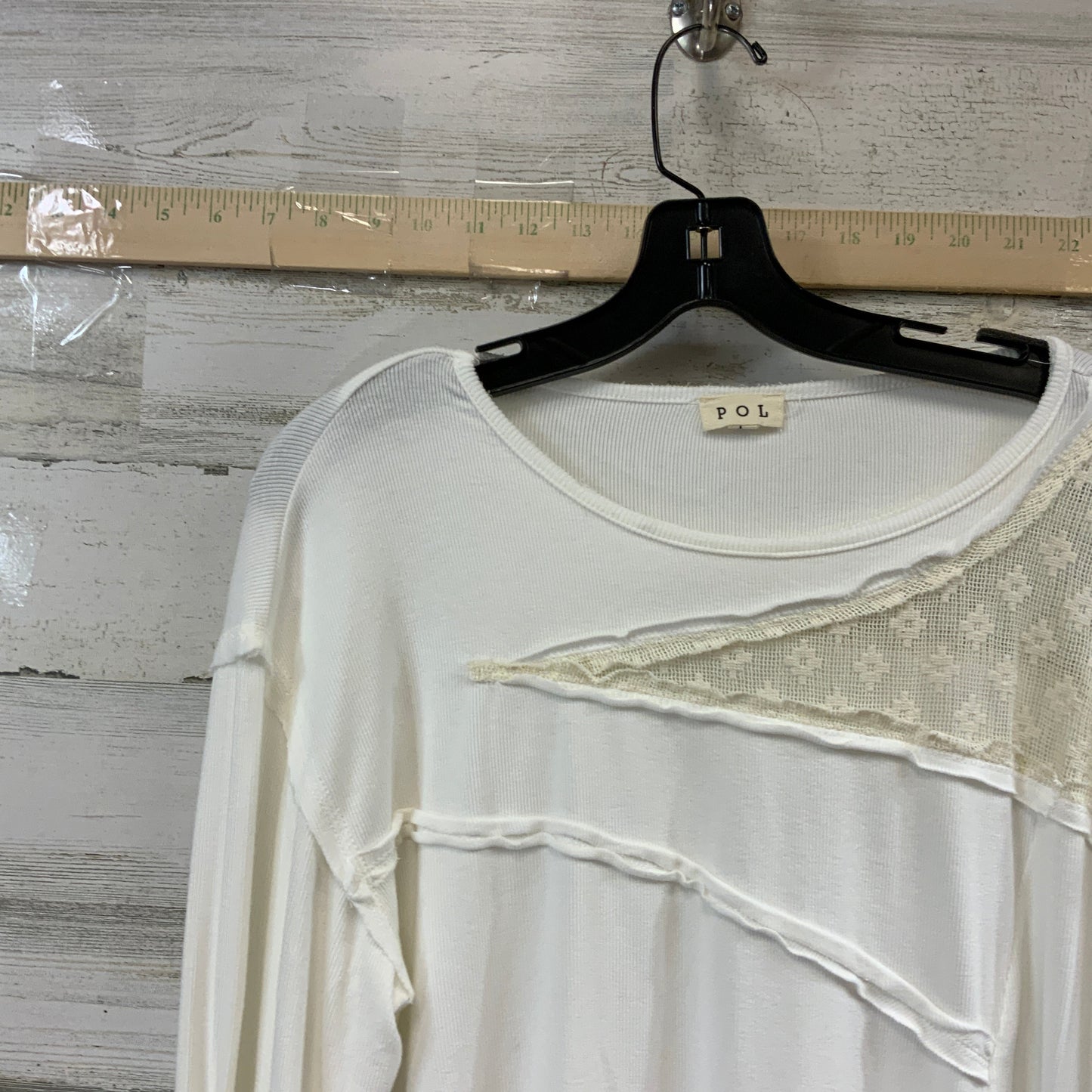 White Top Long Sleeve Pol, Size L