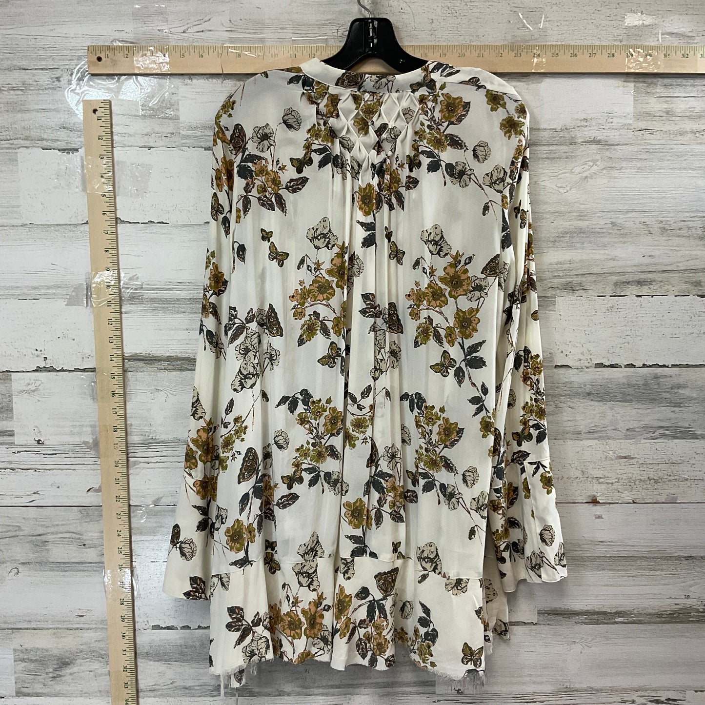 Cream Blouse Long Sleeve Free People, Size L