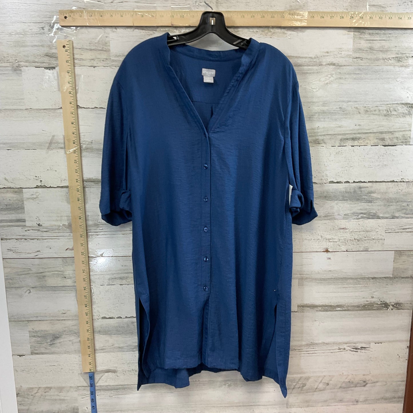 Blue Tunic Short Sleeve Chicos, Size Xl