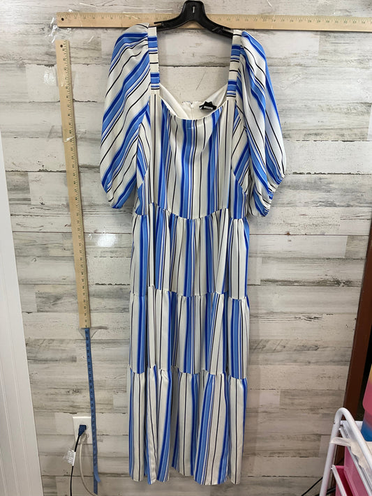 Blue & White Dress Casual Maxi MAISON TARA, Size 3x