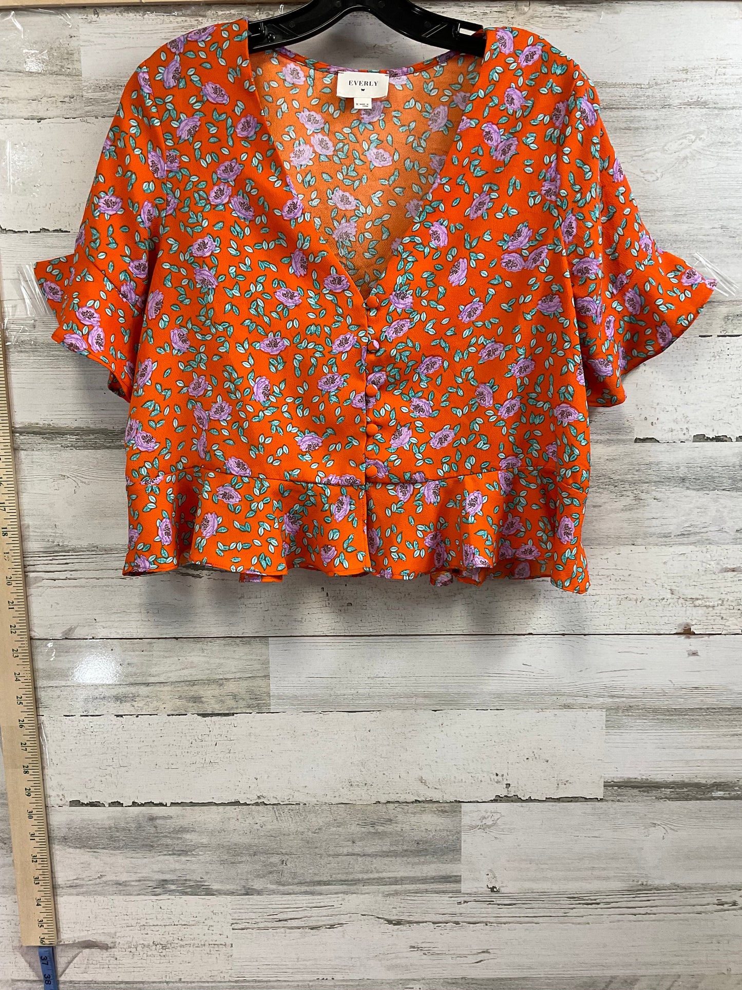 Orange Top Short Sleeve Everly, Size M