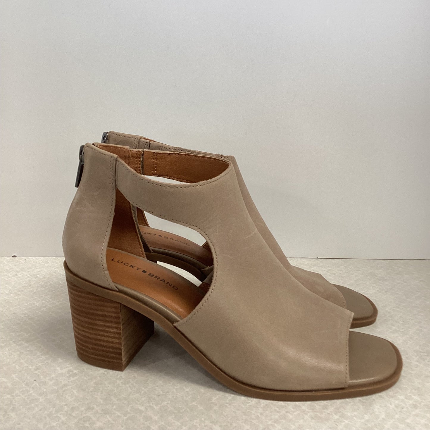 Brown Sandals Heels Wedge Lucky Brand, Size 8.5