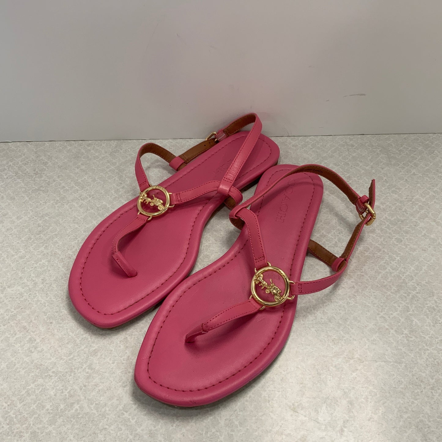 Pink Sandals Flats Coach, Size 8