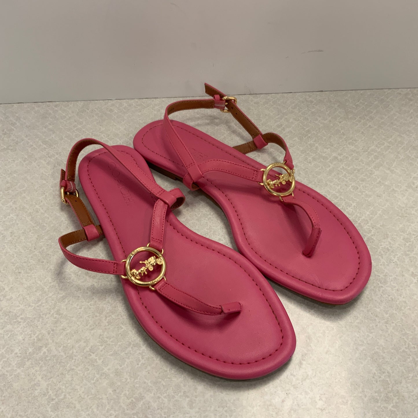 Pink Sandals Flats Coach, Size 8