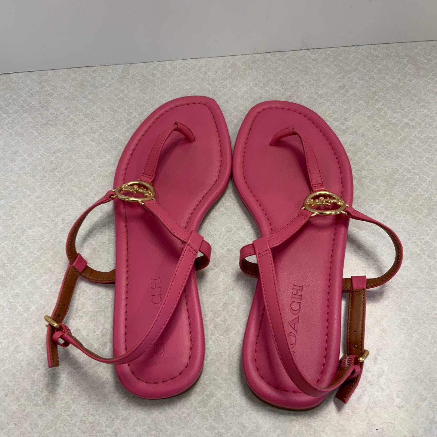 Pink Sandals Flats Coach, Size 8