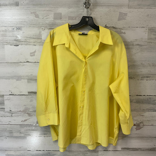 Blouse Long Sleeve By Foxcroft In Yellow, Size: 3x