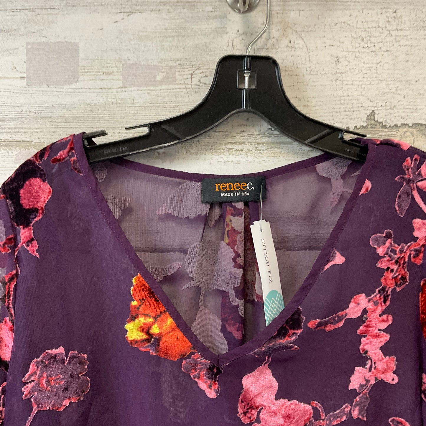 Blouse Short Sleeve By Renee C In Purple, Size: S