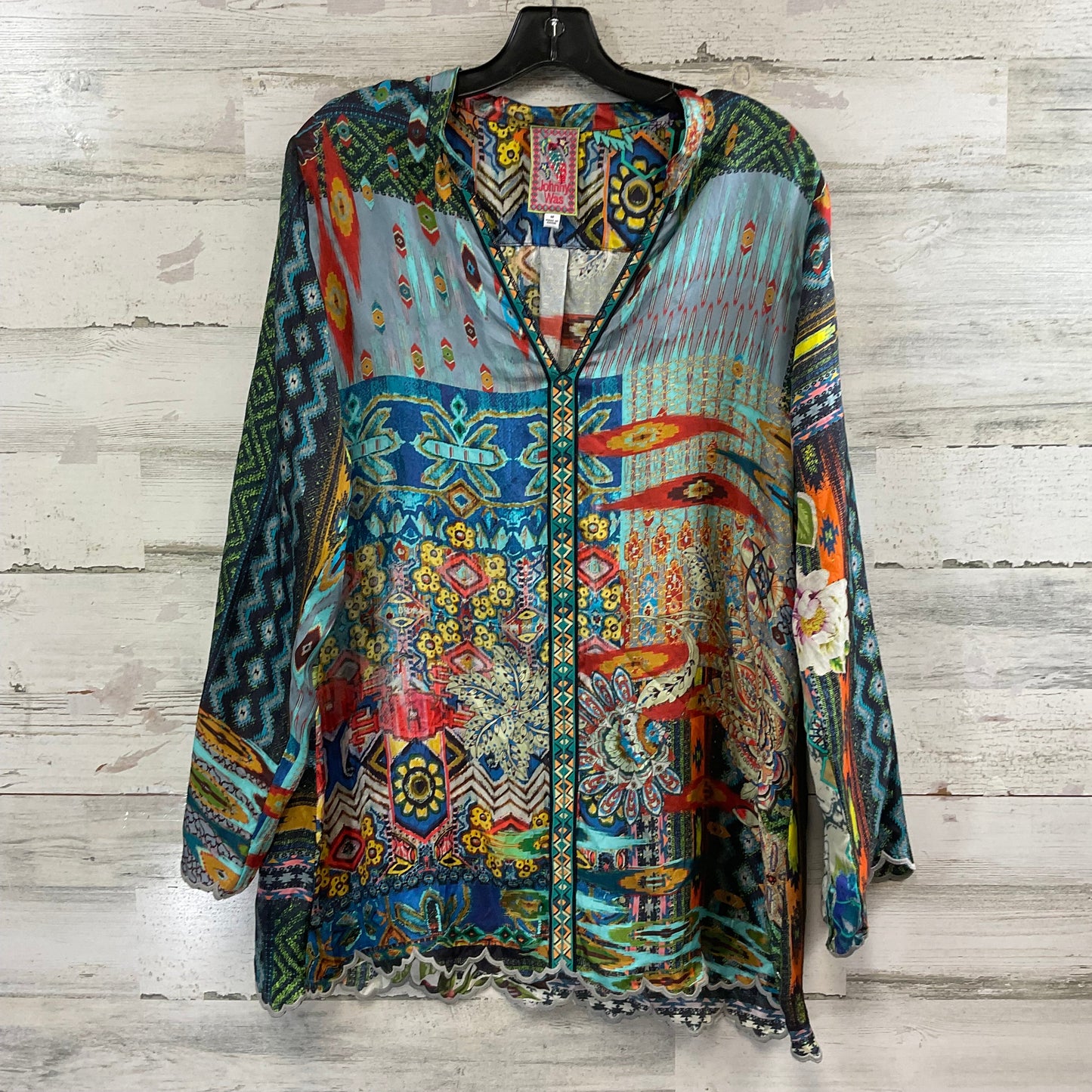 Blouse Long Sleeve By Johnny Was In Blue, Size: M