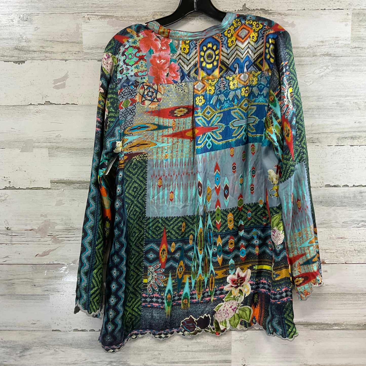 Blouse Long Sleeve By Johnny Was In Blue, Size: M