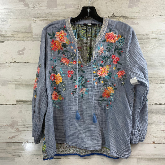 Blouse Long Sleeve By Johnny Was In Blue, Size: M