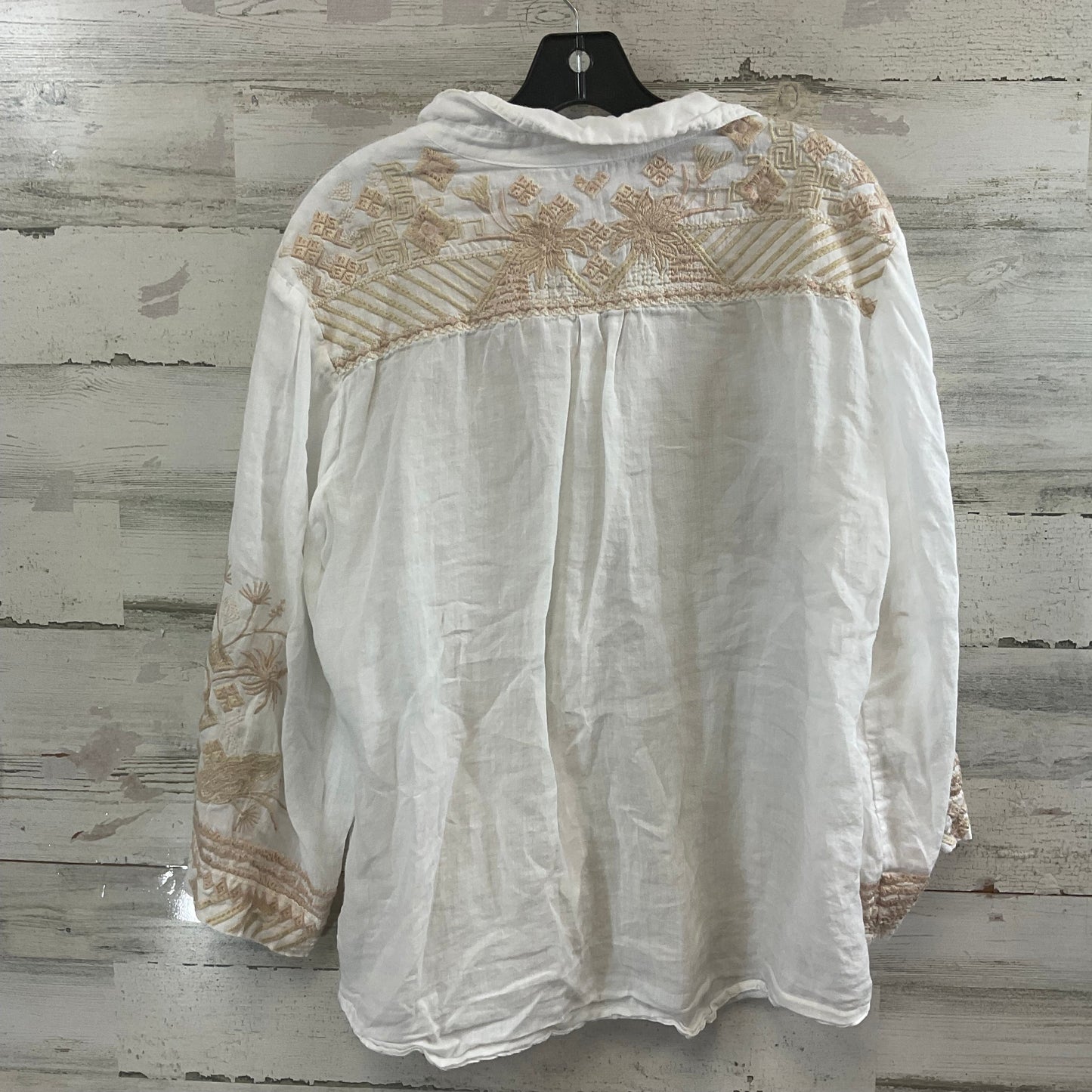 Blouse Long Sleeve By Johnny Was In Cream, Size: M