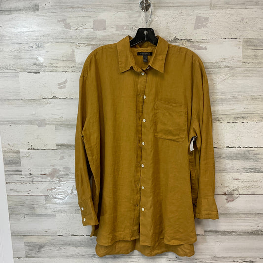 Blouse Long Sleeve By Banana Republic In Gold, Size: L