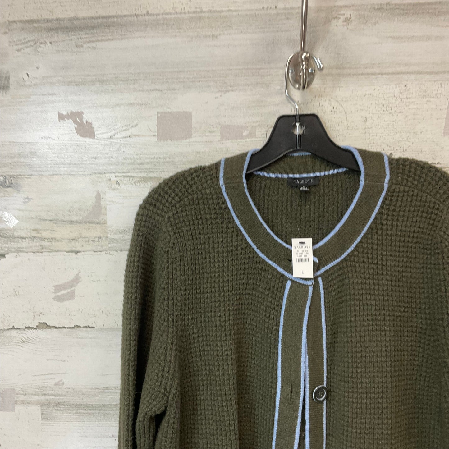 Sweater Cardigan By Talbots In Green, Size: L