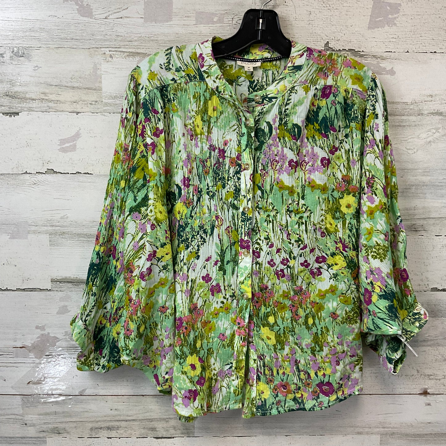 Blouse Long Sleeve By Pilcro In Green, Size: Sp