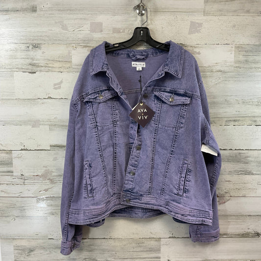 Jacket Denim By Ava & Viv In Purple, Size: 3x