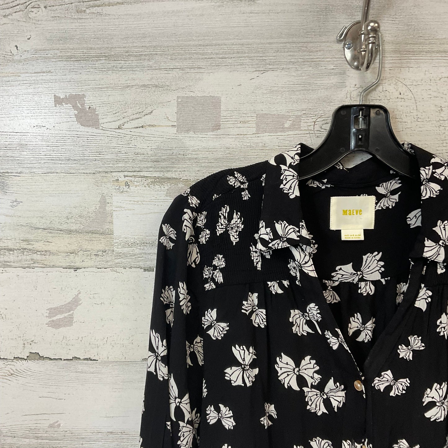 Blouse Long Sleeve By Maeve In Black, Size: Xs