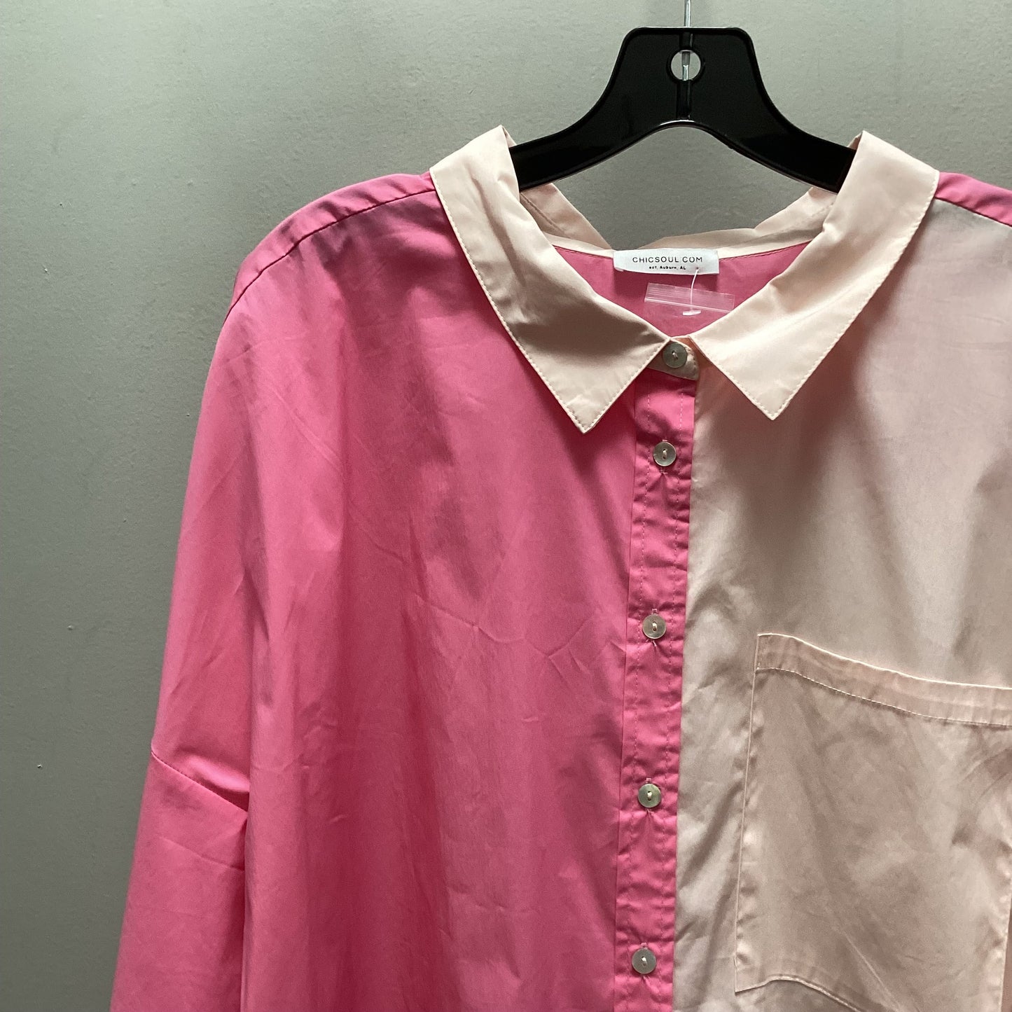 Blouse Long Sleeve By Chicsoul In Pink, Size: Xl