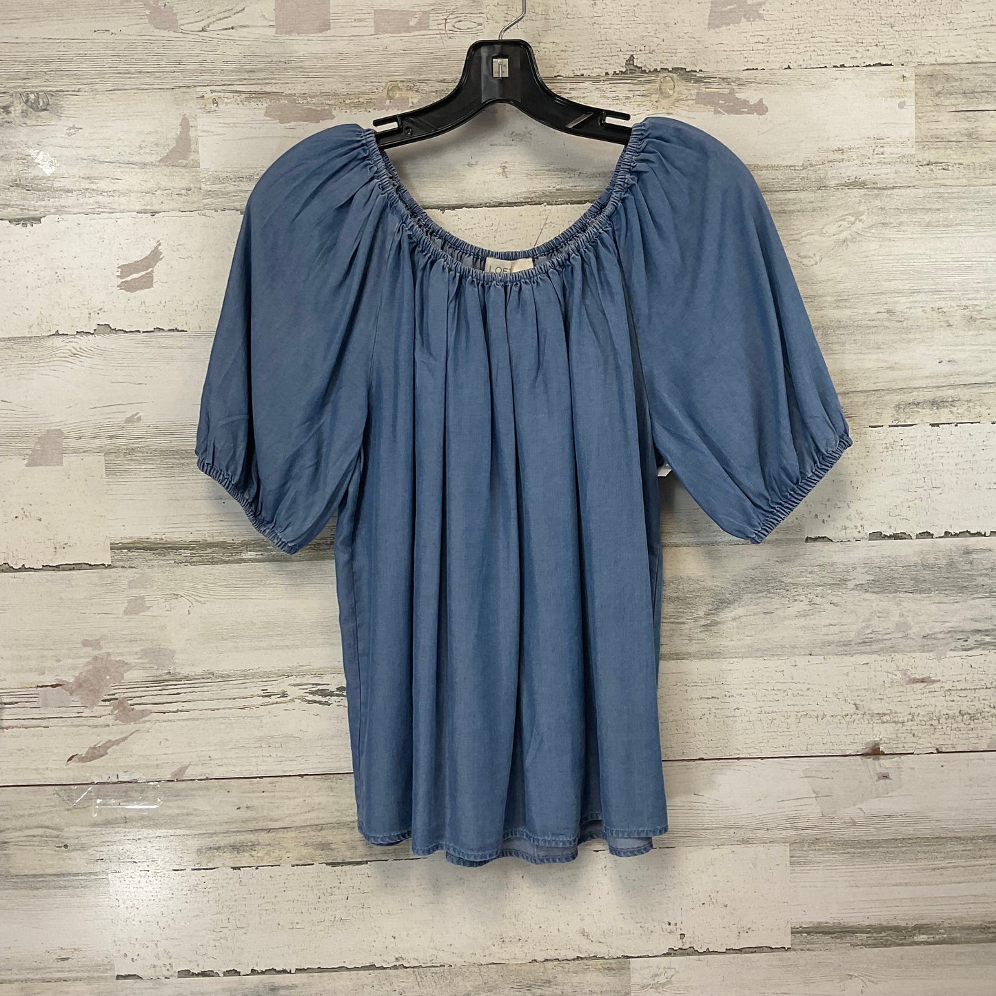 Top Short Sleeve By Loft In Blue Denim, Size: S