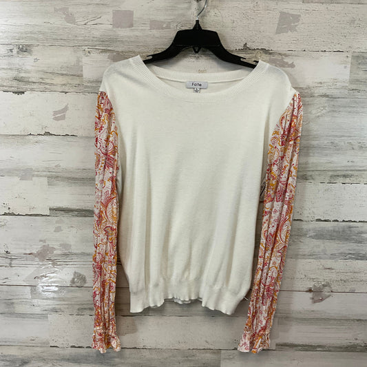 Top Long Sleeve By Fate In White, Size: L