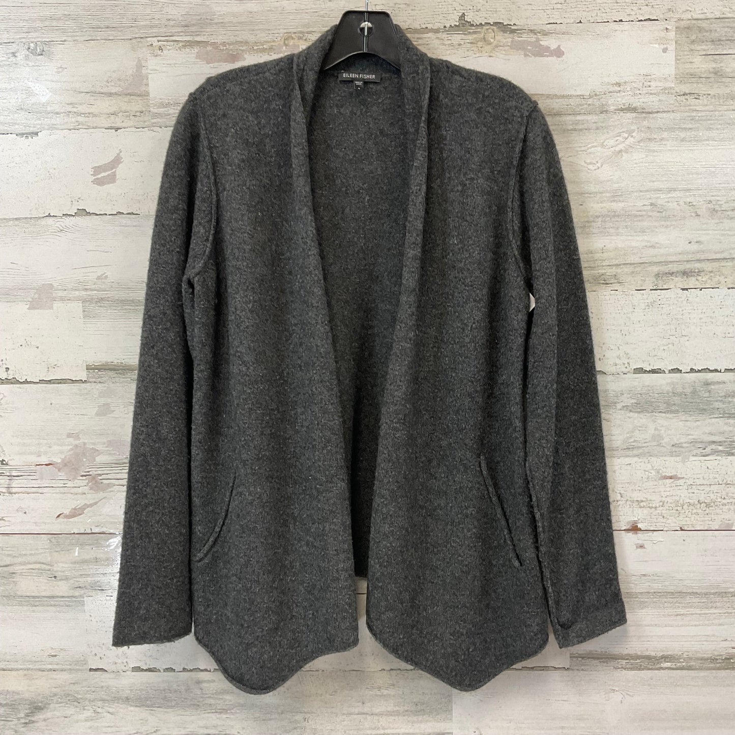 Sweater Cardigan By Eileen Fisher In Grey, Size: S