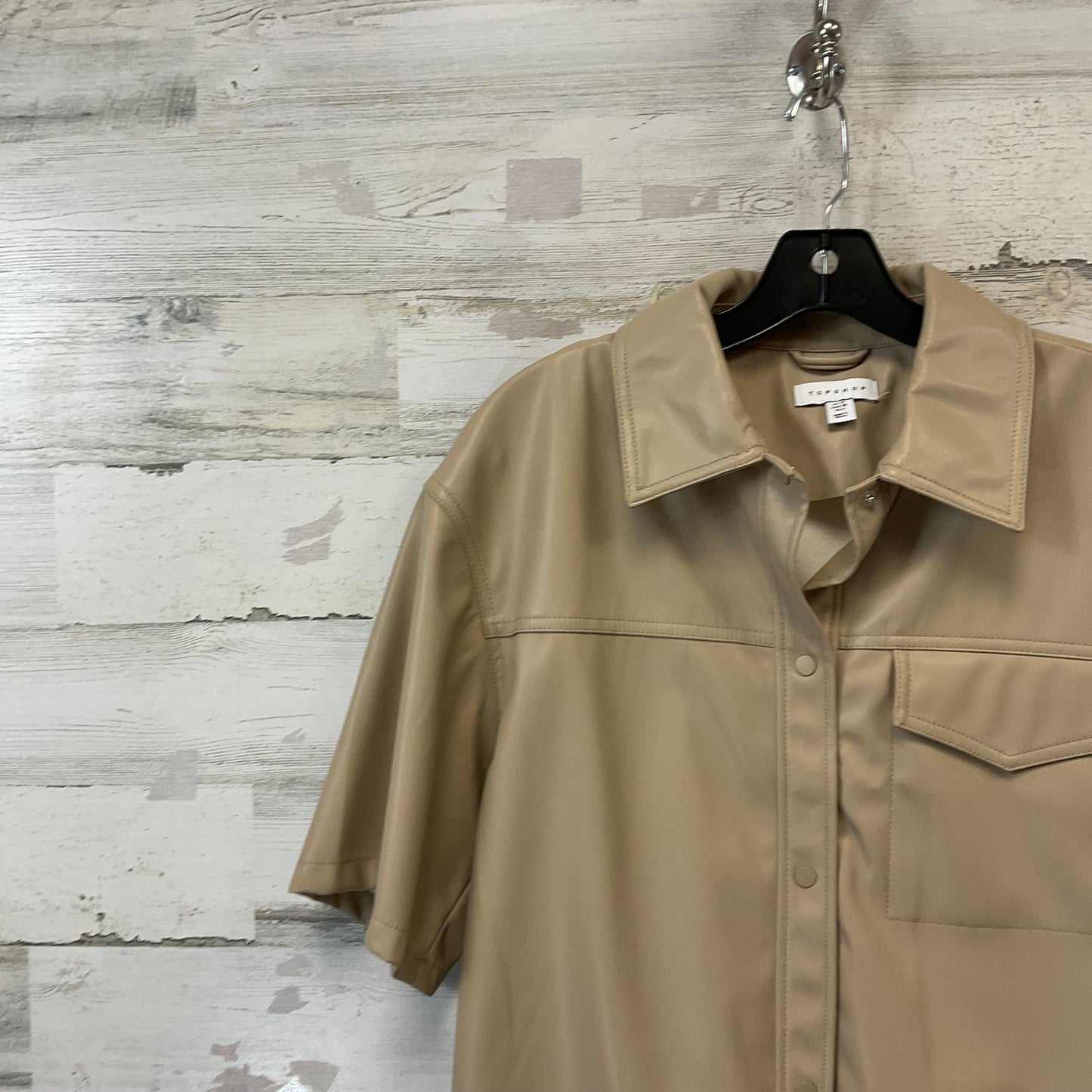 Blouse Short Sleeve By Top Shop In Brown, Size: S