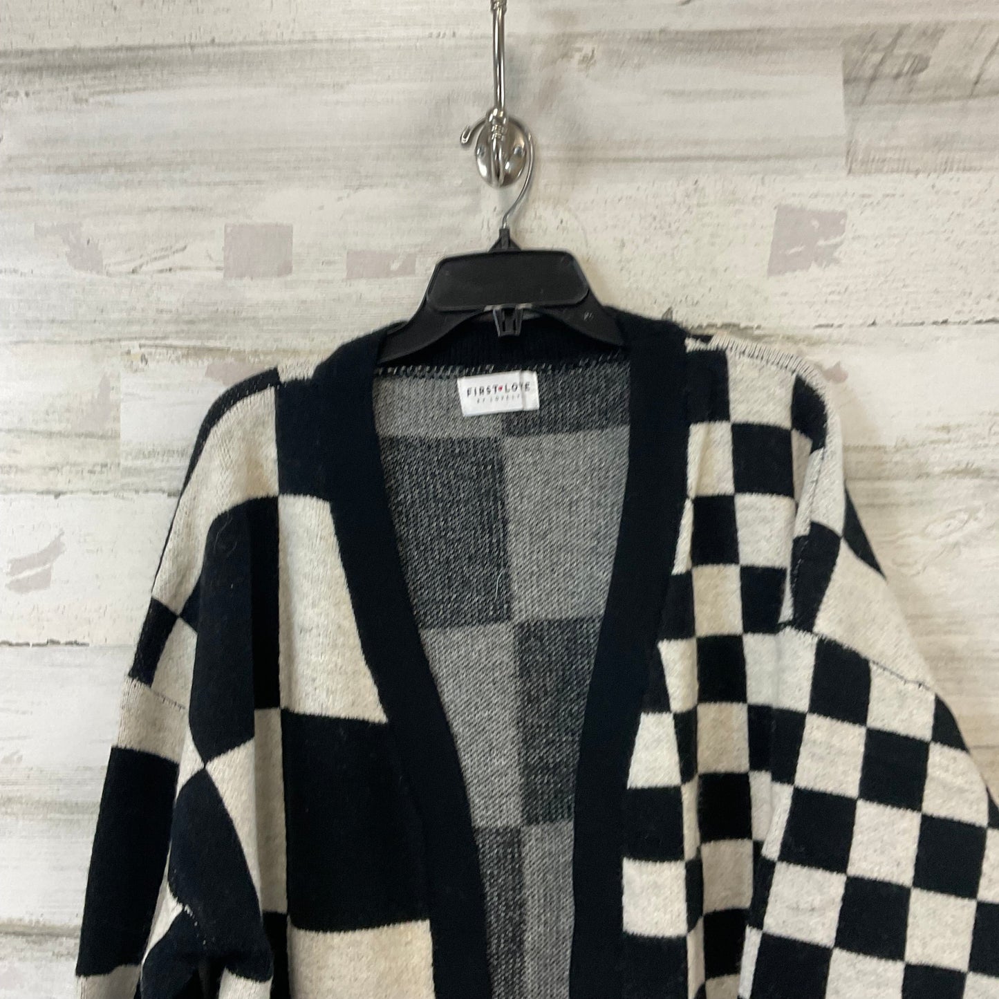 Sweater Cardigan By First Love In Black & White, Size: 3x