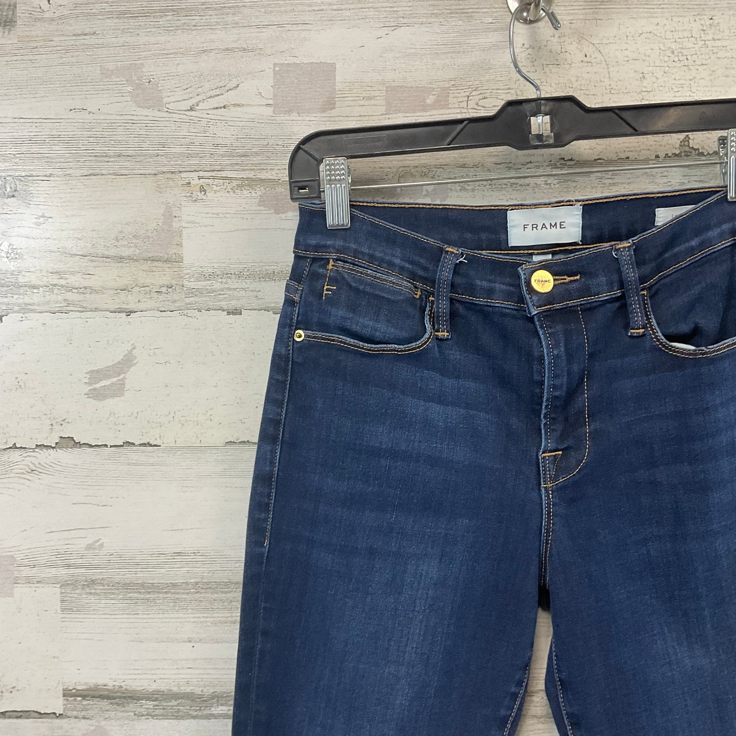 Jeans Skinny By Frame In Blue Denim, Size: 4