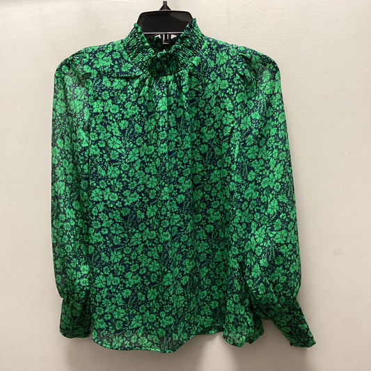 Blouse Long Sleeve By Skies Are Blue In Green, Size: Xs