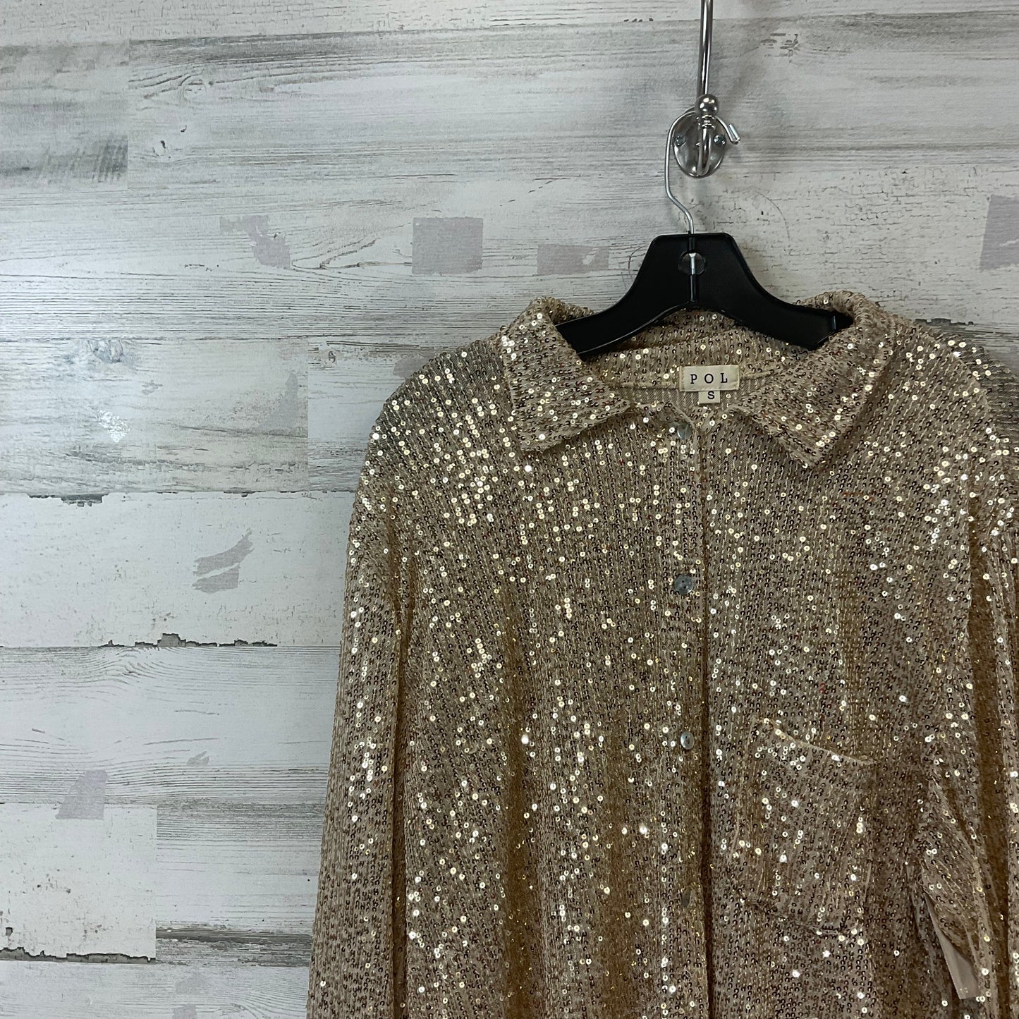 Blouse Long Sleeve By Pol In Gold, Size: S